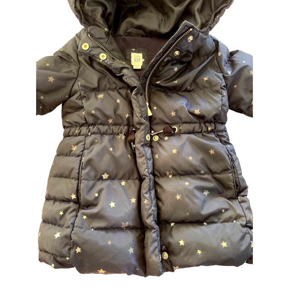 Gap Toddler Girl's Navy Silver Stars Puffer Jacket Coat Size 2T - Picture 2 of 7